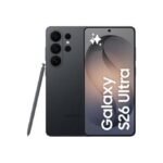 Samsung Galaxy S26 Ultra Brand New - The Phonepreneur Global Samsung Galaxy S26 Ultra smartphone with S Pen stylus, shown from back and front in dark gray color.