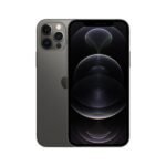 Front and back view of a space gray iPhone with a triple-camera back and Apple logo visible on the rear panel.