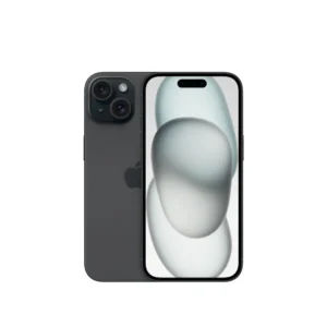Dark gray iPhone shown from back and front, highlighting the triple-camera module and edge-to-edge display on a white background.