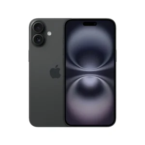 Space gray iPhone shown from back and front with dual-camera system and Apple logo on white background.