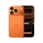 iPhone 17 Pro Max Orange Brand New - The Phonepreneur Global Orange iPhone with three rear cameras and Apple logo visible on the back, shown in orange color.