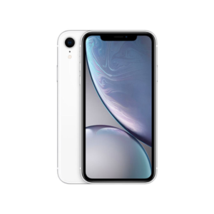 iPhone XR UK Used - The Phonepreneur Global White iPhone shown from front and back in a stacked pose, with a large black display and white back.