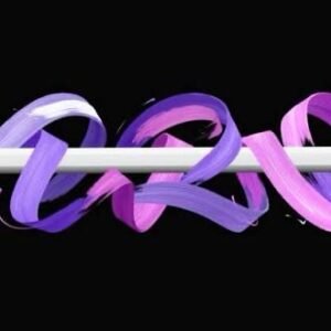 img_7316 - The Phonepreneur Global White stylus pen wrapped by swirling purple and pink ribbons against a black background, suggesting creativity or digital drawing.