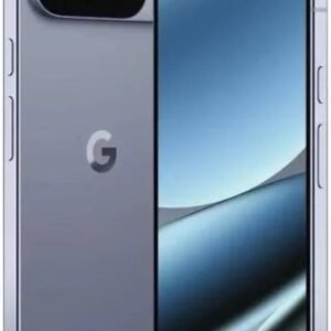 img_7329 - The Phonepreneur Global Front and back view of a Google Pixel smartphone: rear camera bar with two lenses and Google 'G' logo, plus a tall blue wallpapered screen on the front.
