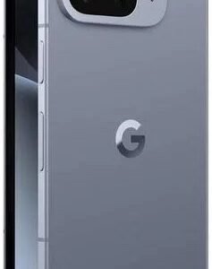 img_7336 - The Phonepreneur Global Blue-gray Google Pixel smartphone shown from the back at an angle, featuring a rectangular camera bar with two lenses and a flash, and the Google 'G' logo.