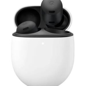 img_7345 - The Phonepreneur Global White charging case with black wireless earbuds inside, open case showing buds