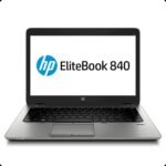 840-G1 - The Phonepreneur Global HP EliteBook 840 laptop open, screen shows HP logo on white background.