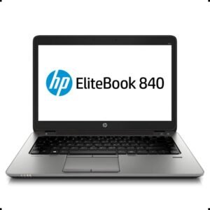 840-G1 - The Phonepreneur Global HP EliteBook 840 laptop open, screen shows HP logo on white background.