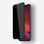 Two modern smartphones leaning against each other, one with a black blank screen and the other displaying a colorful gradient wallpaper.