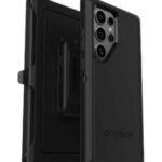 img_8280 - The Phonepreneur Global Rugged black OtterBox phone case with built-in kickstand, shown from back and side view.