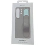 img_8282 - The Phonepreneur Global Boxed Samsung Galaxy S25 Ultra standing grip case packaging with a gray case image on the front panel on white background.