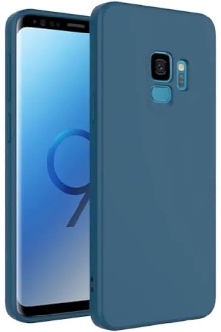 Blue protective case on a smartphone, showing the rear camera and fingerprint sensor area