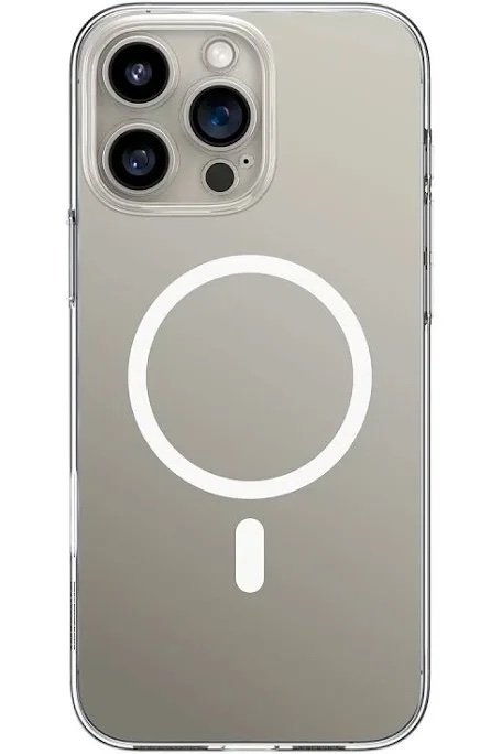img_8334 - The Phonepreneur Global Back view of a smartphone (iPhone) with a large white MagSafe ring and small notch below it on a light gray finish