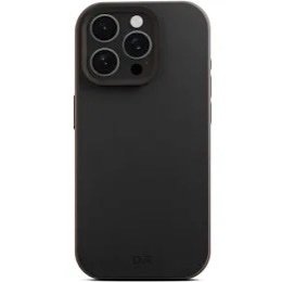 Black smartphone with a protective case, showing a triple-camera module in the top-left corner of the back.