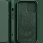 img_8348 - The Phonepreneur Global Green smartphone case shown from three angles: back with camera cutout, slim side with button openings, and the textured interior lining.