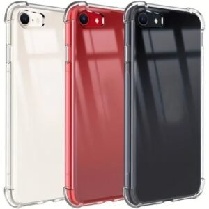 img_8363-2 - The Phonepreneur Global Three smartphones shown from the back in clear protective cases: white, red, and black. (camera lenses visible)