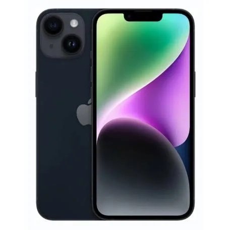 Black iPhone with triple rear cameras shown from the back and a colorful wallpaper on the front screen.