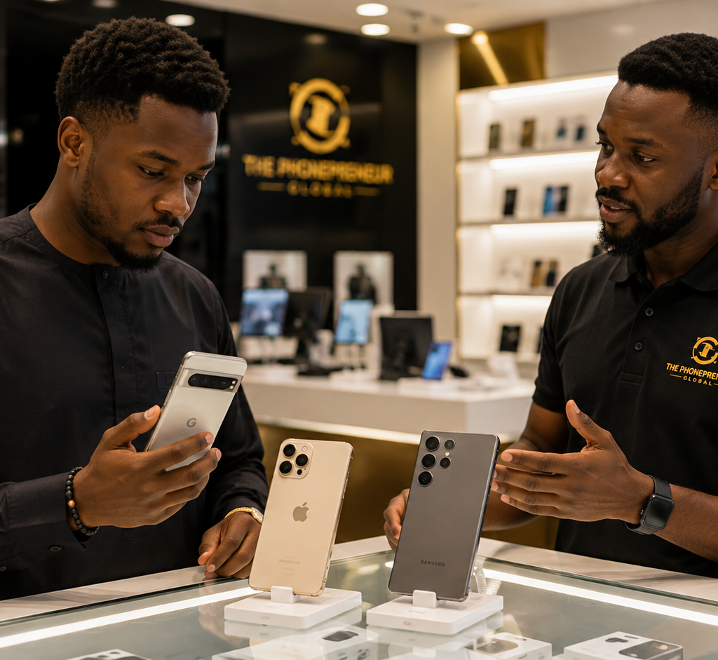 Find current phone prices in Nigeria for 2026. Compare the latest iPhone, Samsung Galaxy and Google Pixel prices from The Phonepreneur in Lagos.