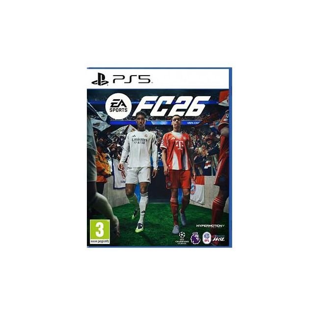PS5 game cover for EA Sports FC 25 showing two soccer players in white and red kits.