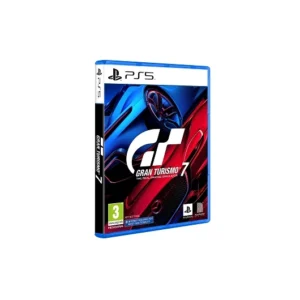 PS5 game case for Gran Turismo 7 with blue plastic case and red/blue car artwork on the cover.