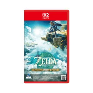 Nintendo Switch game case for The Legend of Zelda: Tears of the Kingdom, Nintendo Switch 2 Edition, red case on a black background.