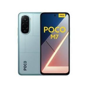 POCO M7 smartphone, blue back with multi-camera module and 6.53