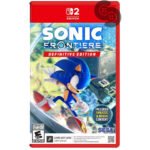 Nintendo Switch game case for Sonic Frontiers Definitive Edition with Sonic running on the cover; includes updates and bonus content label.