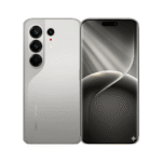 Front and back views of a silver TECNO CAMON smartphone, showing a triple-camera rear array and a near bezel-free front display with curved edges.