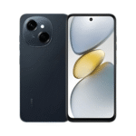Back and front view of a dark blue smartphone with a dual rear-camera module on the back panel and a tall edge-to-edge display on the front