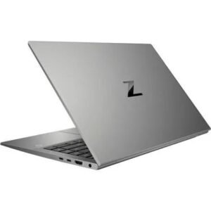 Slim silver laptop open at a slight angle, showing the keyboard and a dark logo on the lid.