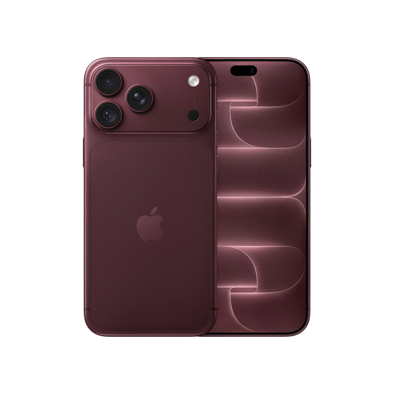 Purple iPhone shown from back and front, highlighting the triple-camera setup and glossy finish.